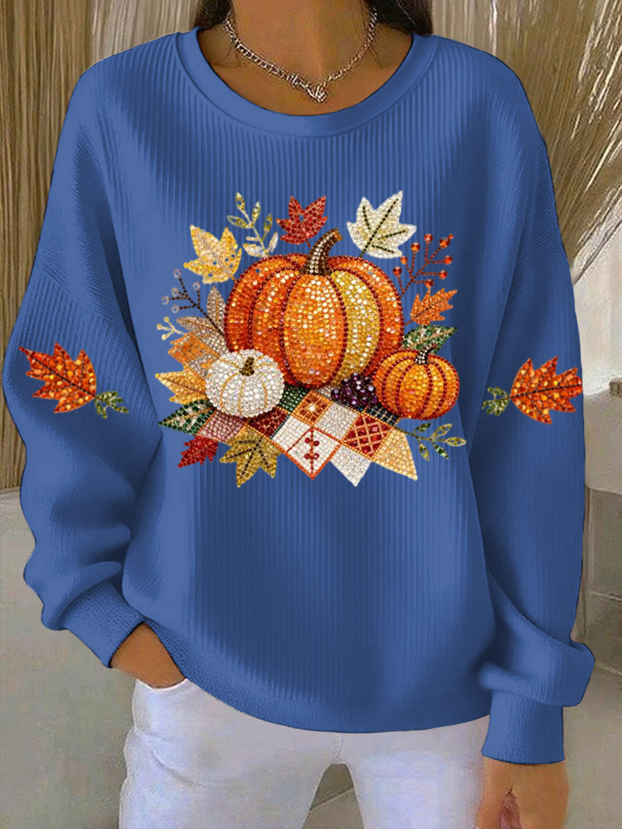 KROHN-E Damen Sweatshirt Herbst-Motiv Baumwolle Entspannte Passform
