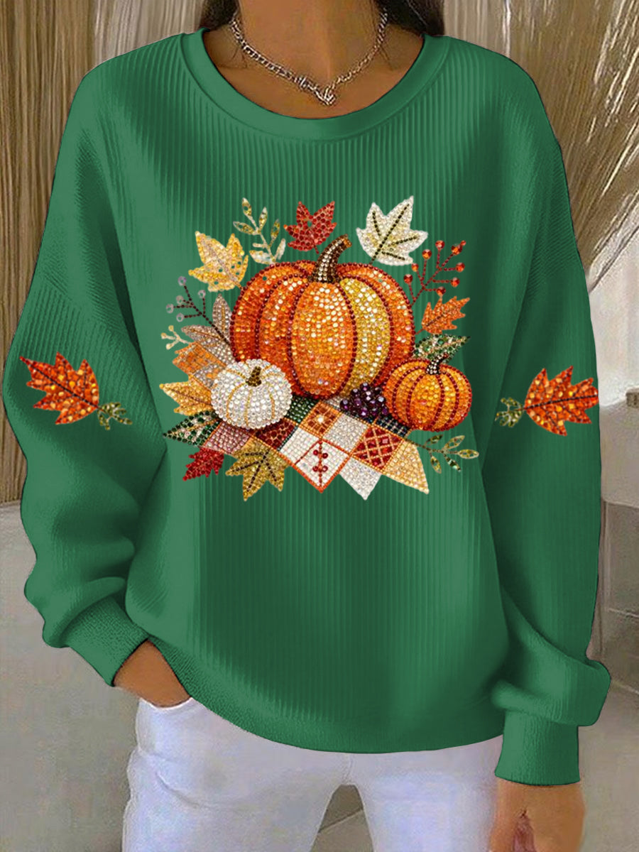 KROHN-E Damen Sweatshirt Herbst-Motiv Baumwolle Entspannte Passform
