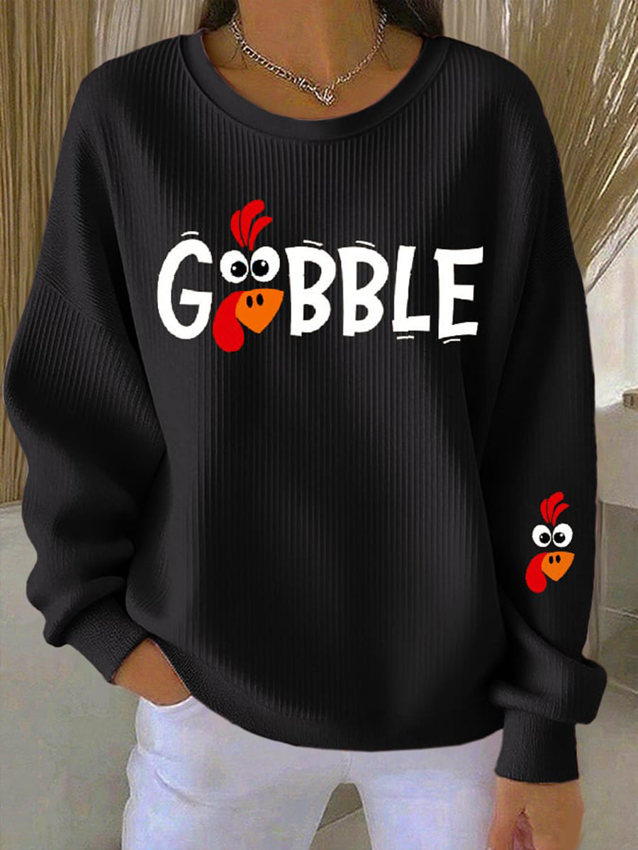 KROHN-E Damen Sweatshirt Herbst Thanksgiving Motiv Baumwolle