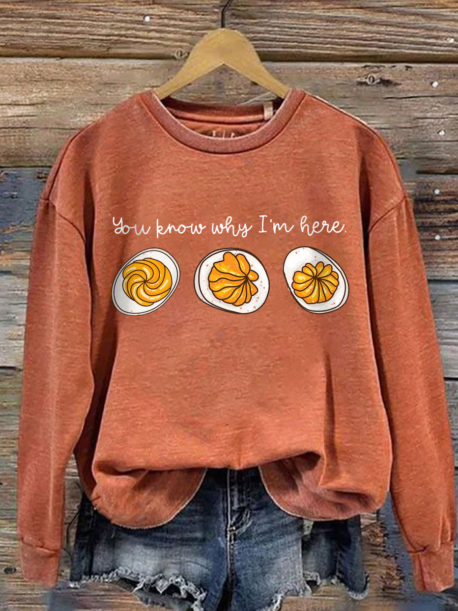 KROHN-E Damen Sweatshirt Thanksgiving Print Oversize