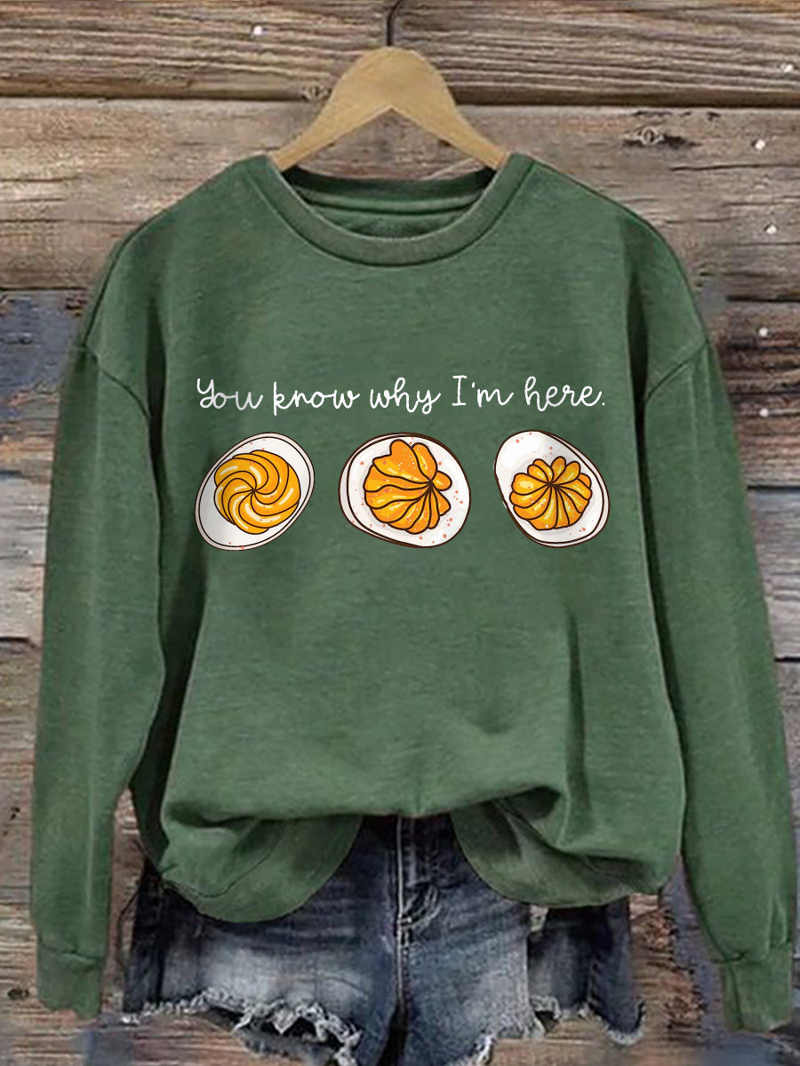 KROHN-E Damen Sweatshirt Oversize Thanksgiving Print Baumwolle