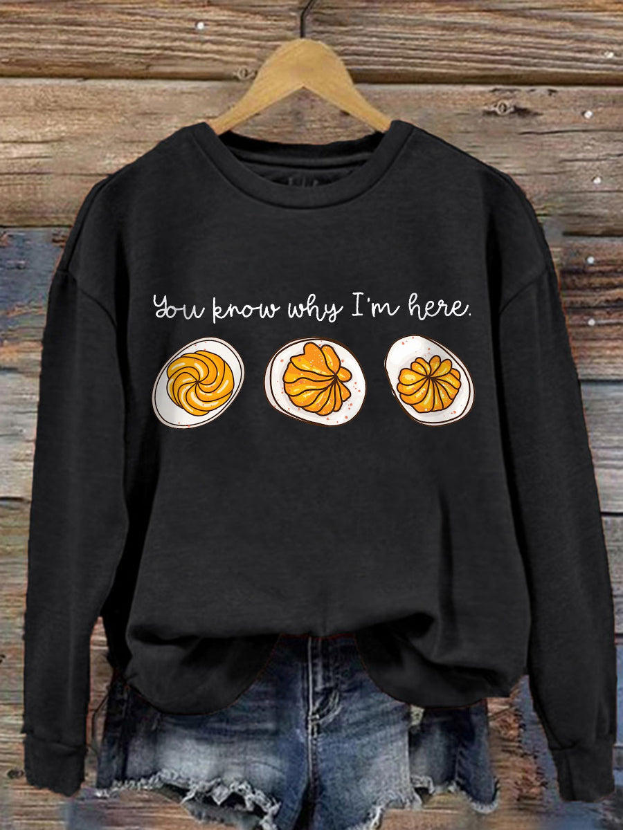 KROHN-E Damen Sweatshirt Oversize Thanksgiving Print Baumwolle