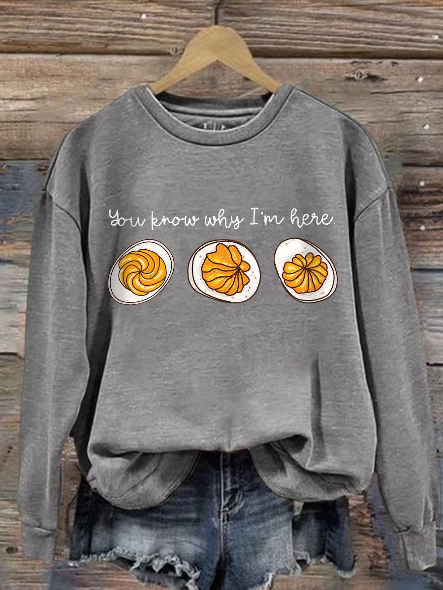 KROHN-E Damen Sweatshirt Oversize Thanksgiving Print Baumwolle