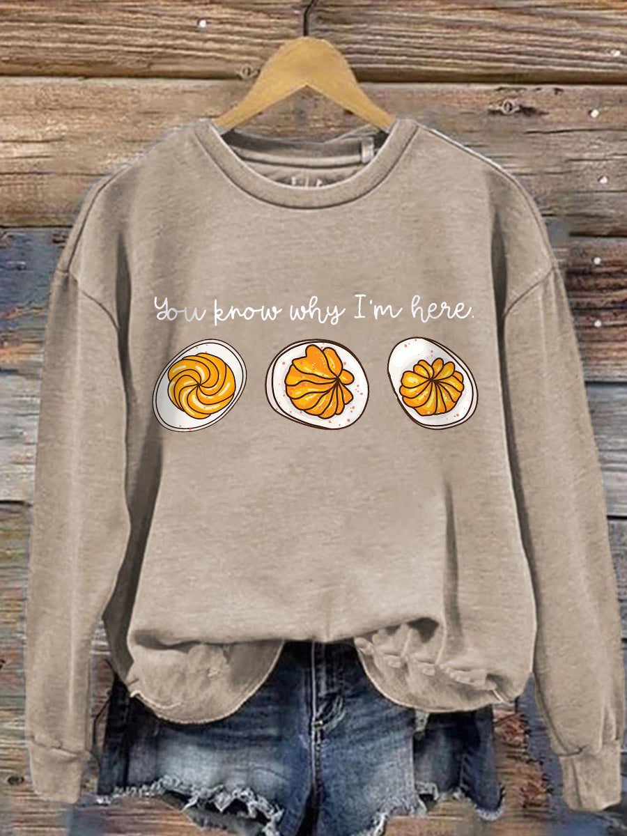 KROHN-E Damen Sweatshirt Oversize Thanksgiving Print Baumwolle