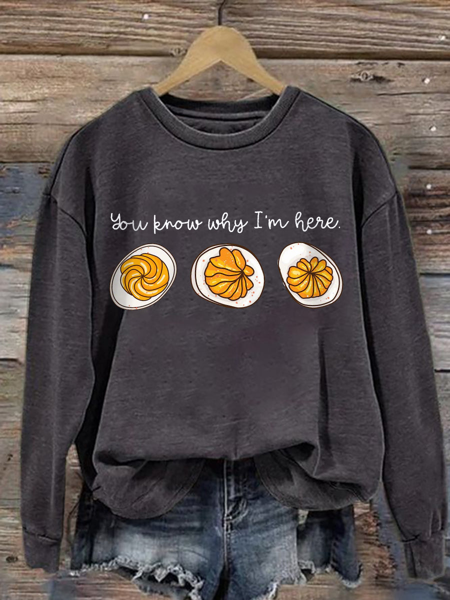 KROHN-E Damen Sweatshirt Oversize Thanksgiving Print Baumwolle