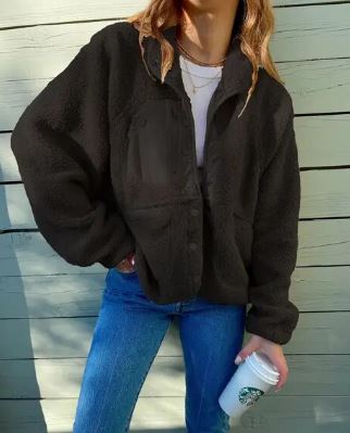 Fleece-Winterjacke mit Knopfleiste von Senna