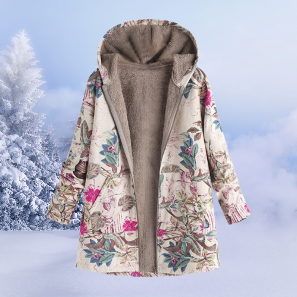 Winterjacke Leona mit Blumenmuster und Kapuze