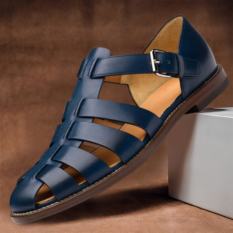 Sommerliche, elegante Herrensandalen aus Leder – Modell Basilius