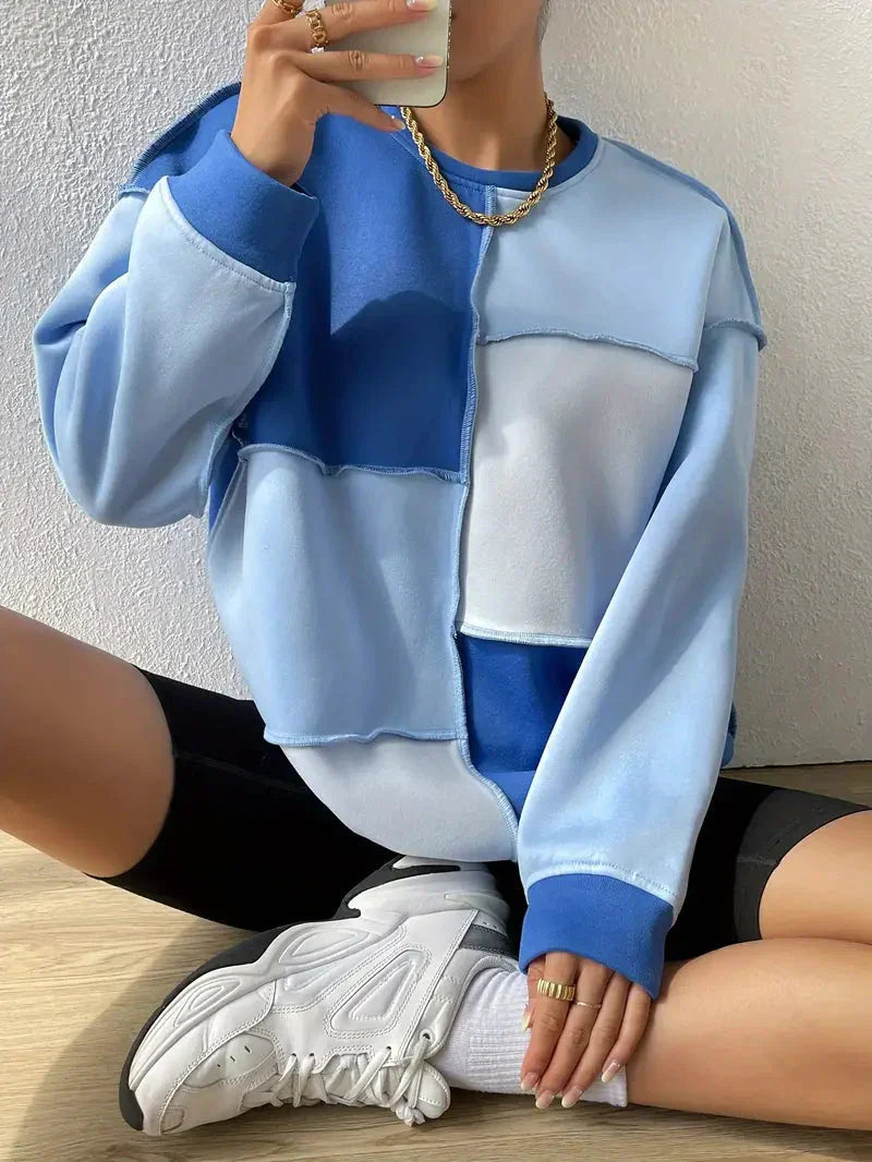 Oversized Sweatshirt by Fudus with Colorblock Design and Contrast Collar