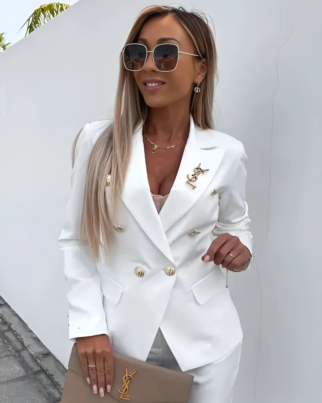 Krohn-e | Damen Doppelreiher-Anzug mit tailliertem Schnitt