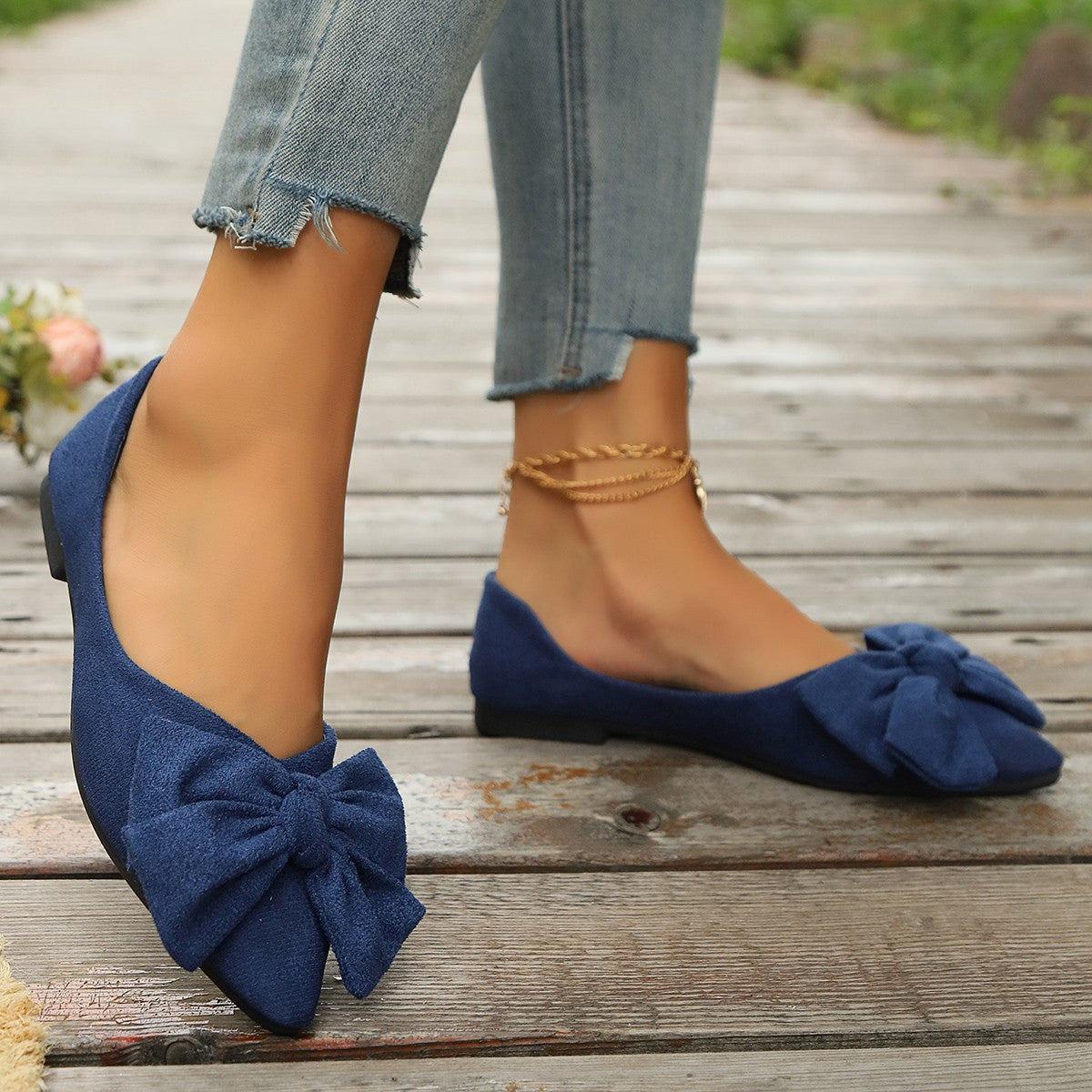Sylvara | Damen Spitze Ballerinas mit Schleife