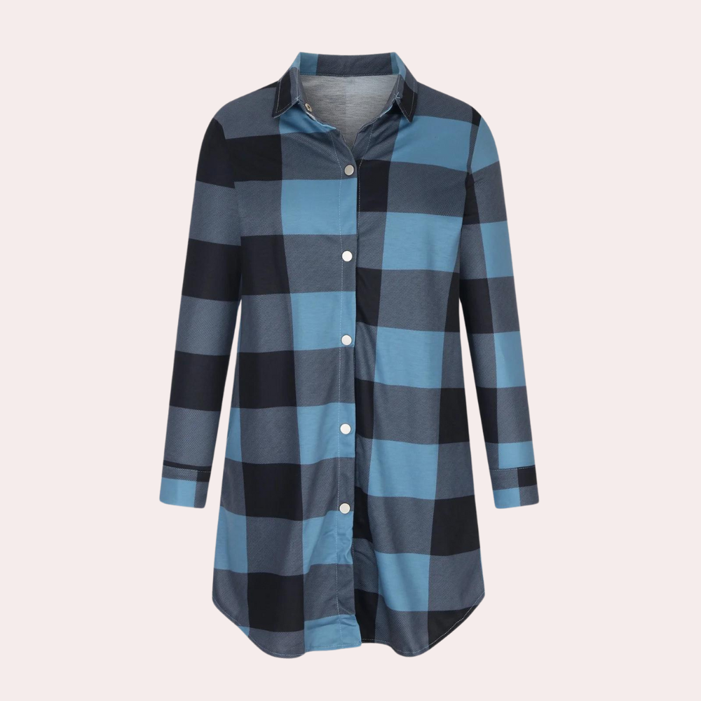 Krohn-e | Kariertes Herbstjacke in Midilänge für Damen