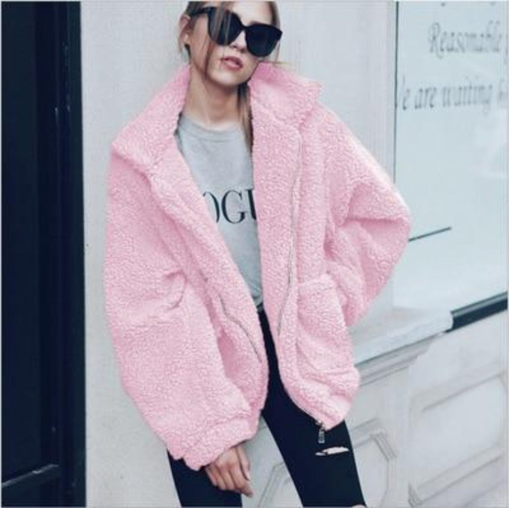 Krohn-e | Teddy Mantel - Oversized Fit - Weiches Fleece - Reißverschluss - Lässiger Look