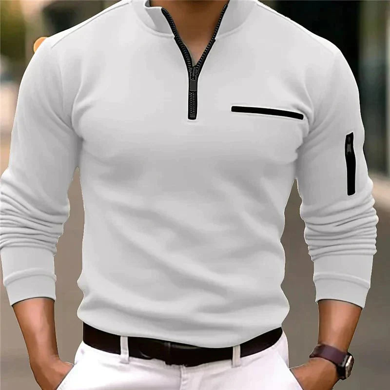 Männersweater mit Reißverschluss im modernen Strickdesign