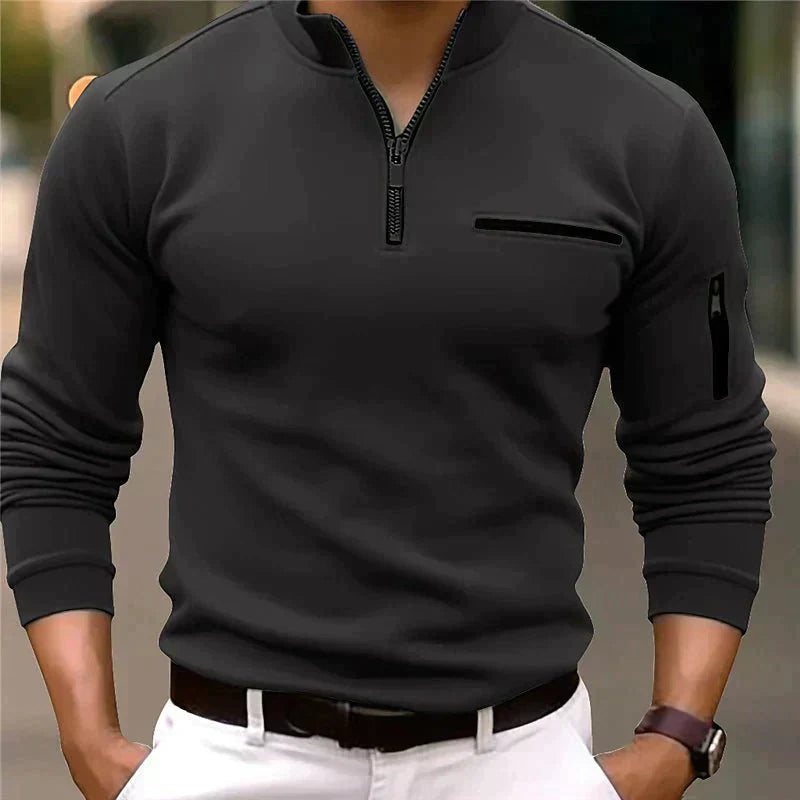Männersweater mit Reißverschluss im modernen Strickdesign