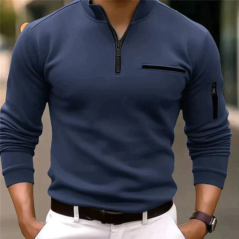 Männersweater mit Reißverschluss im modernen Strickdesign