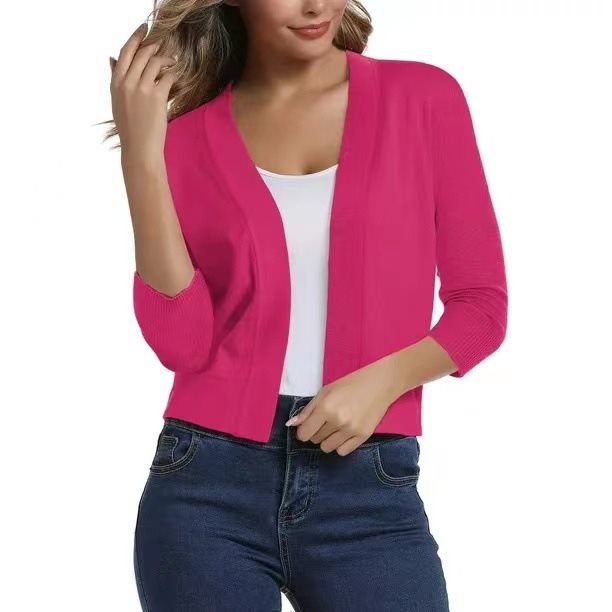 Thordis | Damen Strickjacke Offene Front 3/4 Arm