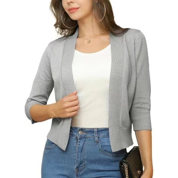 Thordis | Damen Strickjacke Offene Front 3/4 Arm