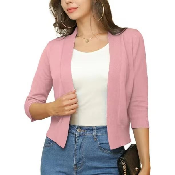 Thordis | Damen Strickjacke Offene Front 3/4 Arm
