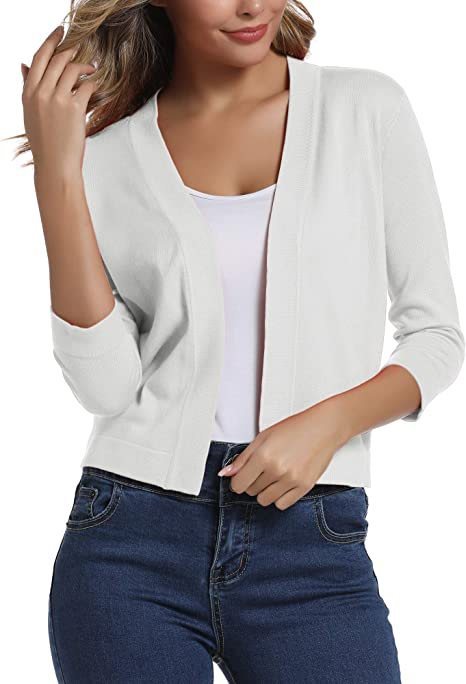 Thordis | Damen Strickjacke Offene Front 3/4 Arm