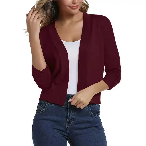 Thordis | Damen Strickjacke Offene Front 3/4 Arm