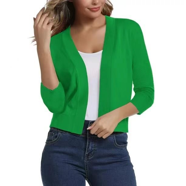 Thordis | Damen Strickjacke Offene Front 3/4 Arm