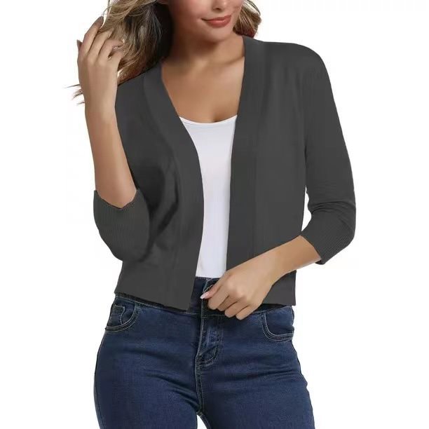 Thordis | Damen Strickjacke Offene Front 3/4 Arm