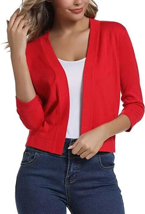 Thordis | Damen Strickjacke Offene Front 3/4 Arm