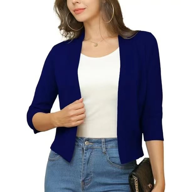 Thordis | Damen Strickjacke Offene Front 3/4 Arm