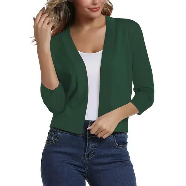 Thordis | Damen Strickjacke Offene Front 3/4 Arm