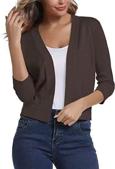 Thordis | Damen Strickjacke Offene Front 3/4 Arm