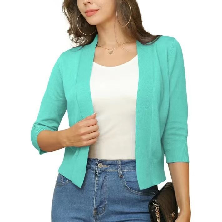 Thordis | Damen Strickjacke Offene Front 3/4 Arm