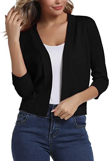 Thordis | Damen Strickjacke Offene Front 3/4 Arm