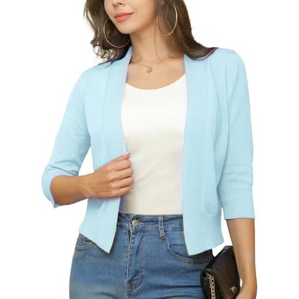 Thordis | Damen Strickjacke Offene Front 3/4 Arm