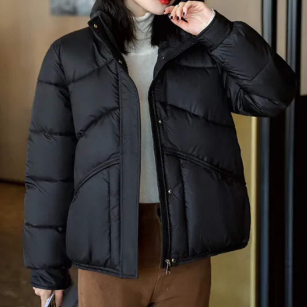 Krohn-e | Damen Pufferjacke mit Hohem Kragen - Reißverschluss
