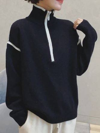 Krohn-e | Stehkragenpullover mit Reißverschluss