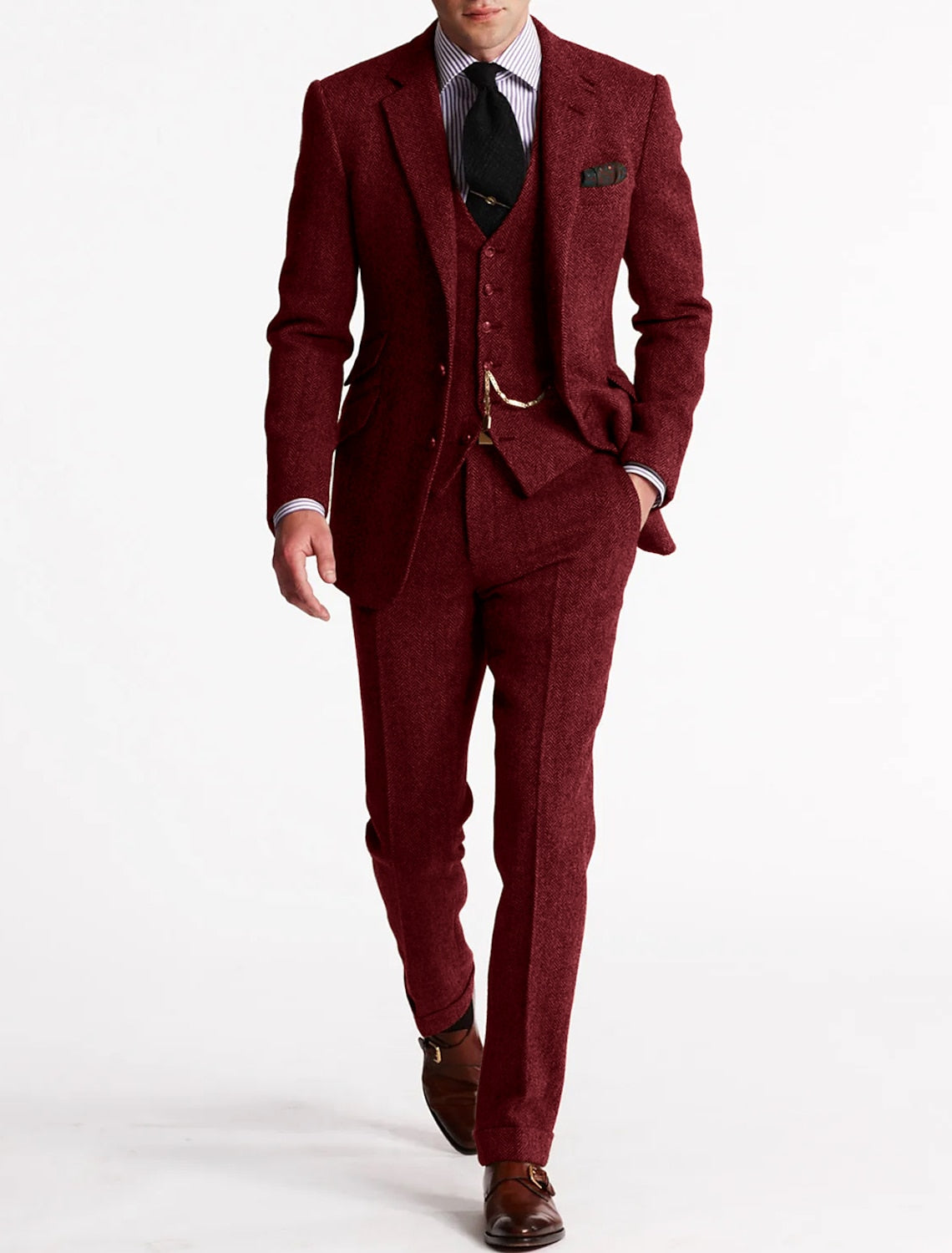 Klassische Tweed Herren Anzüge, dreiteilig