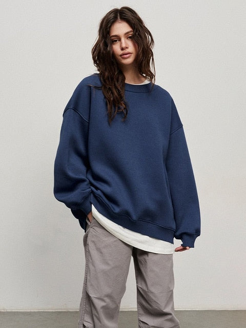 Klara's Damen-Sweatshirt: Oversize, unifarben