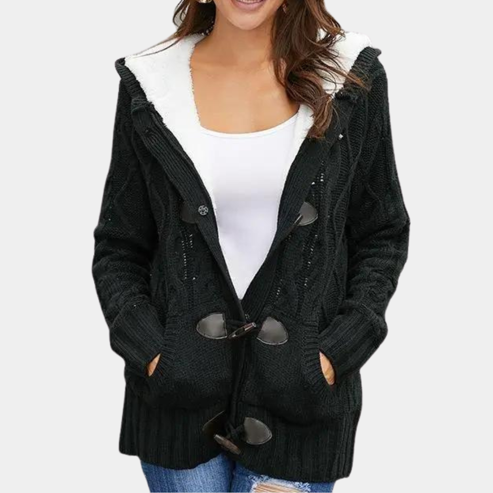 Komfortable Kapuzenstrickjacke für Damen von Fudus