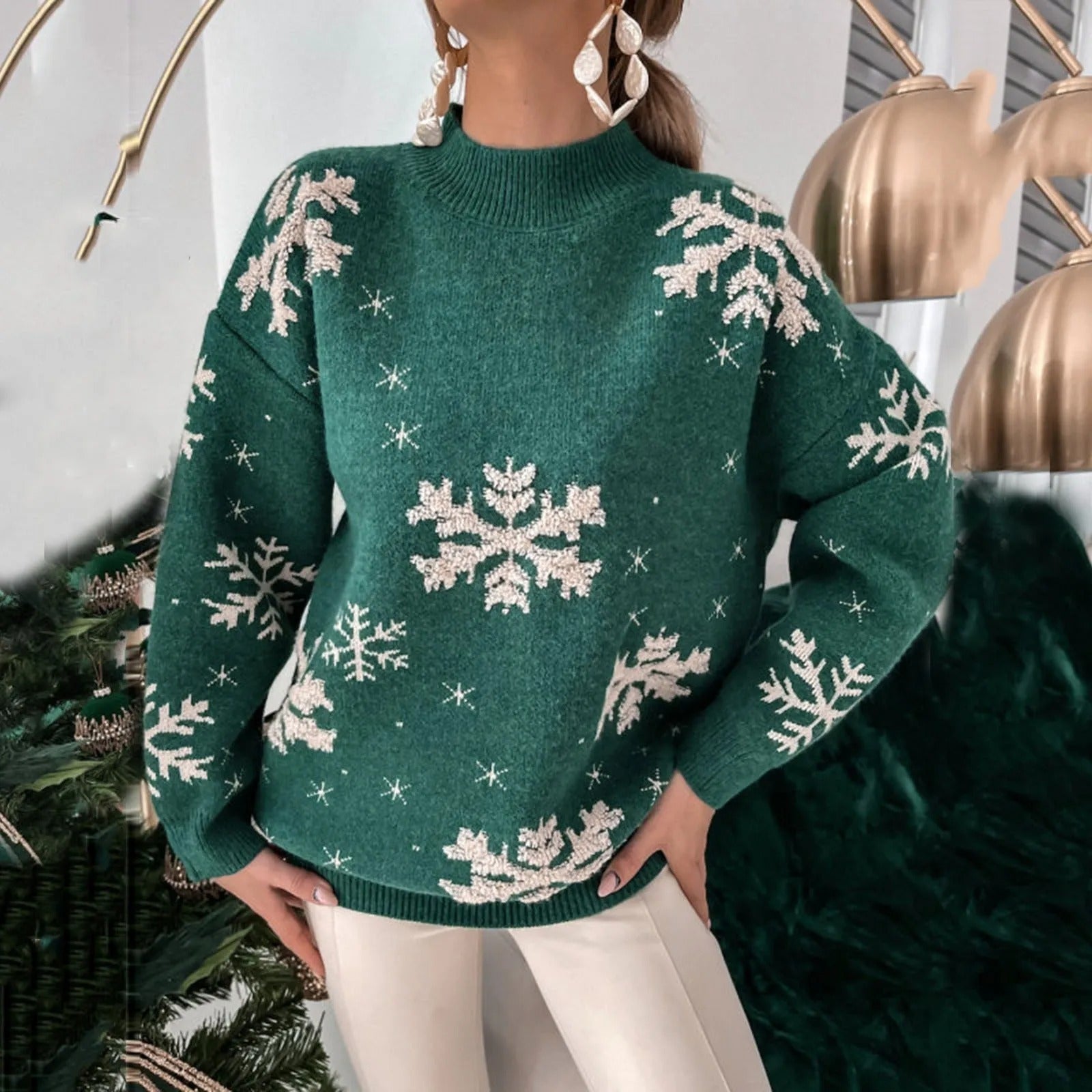 Krohn-e | Strickpullover mit Schneeflockenprint