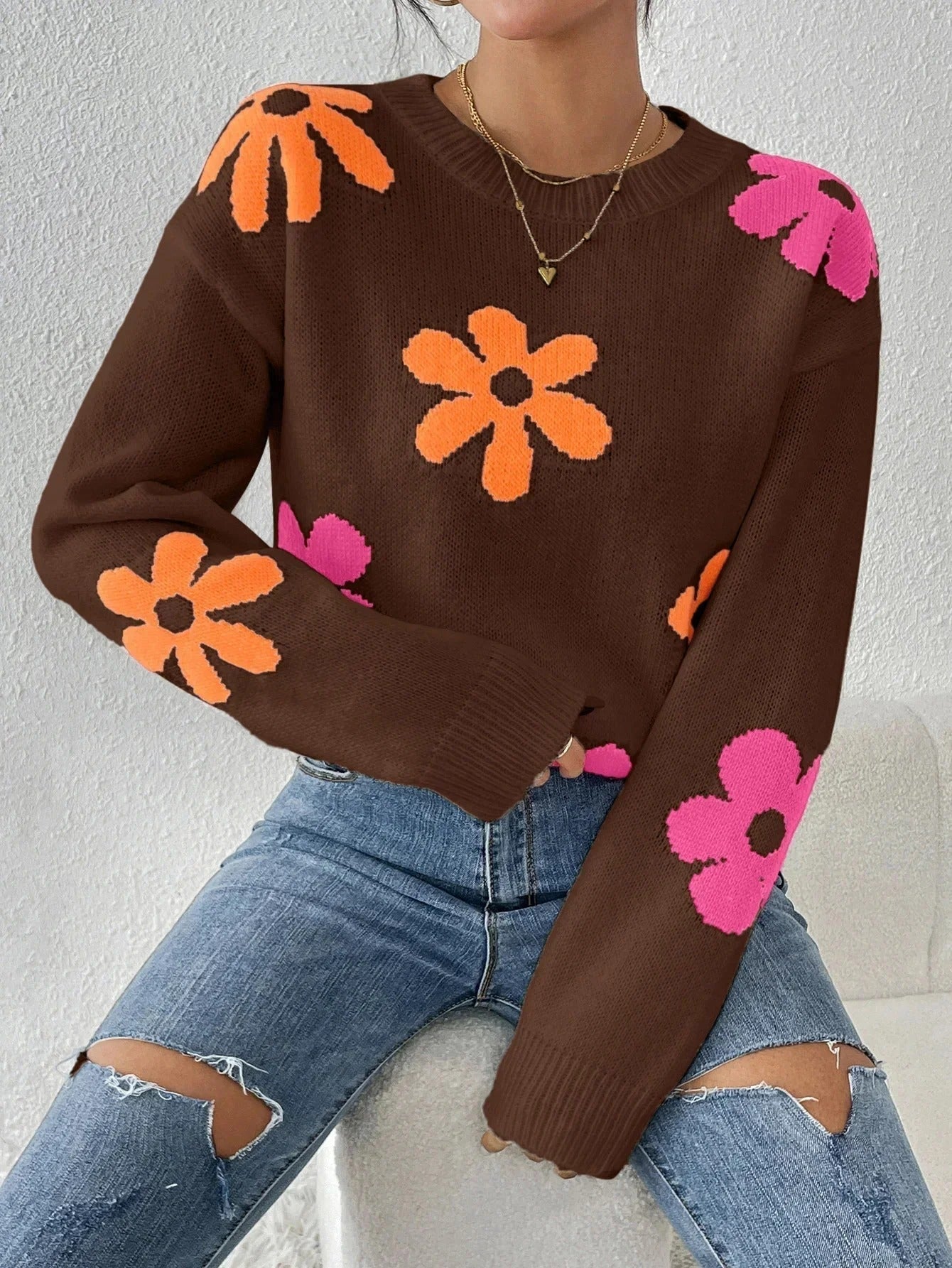 Krohn-e | Strickpullover mit Floralem Druck