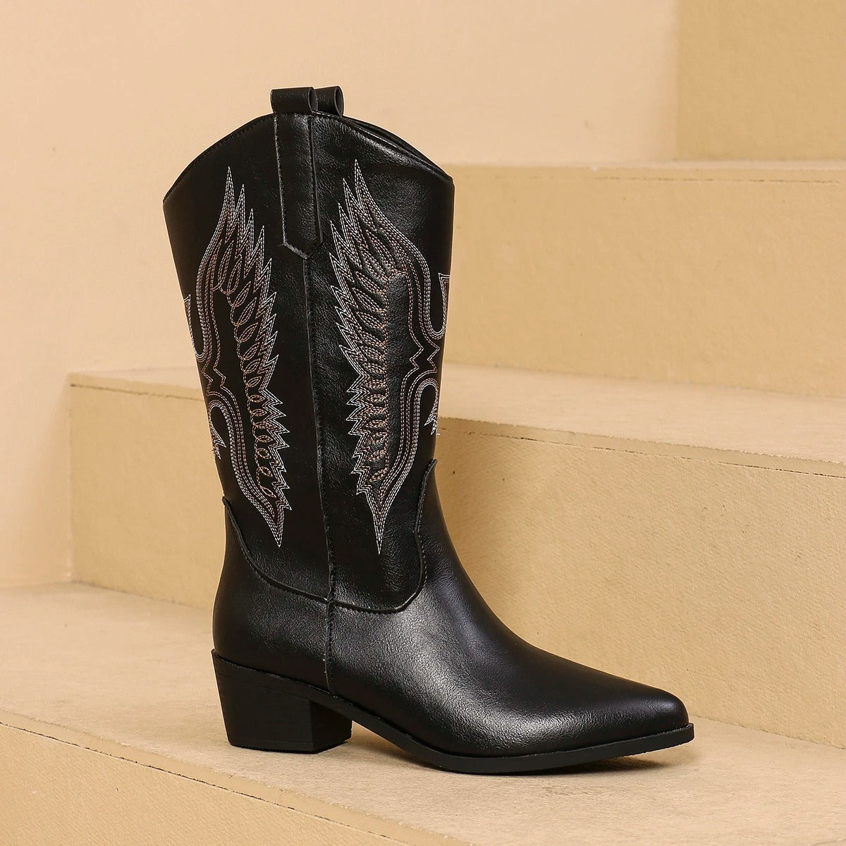 Krohn-e | Hochhackige Bestickte Cowboy-Stiefel