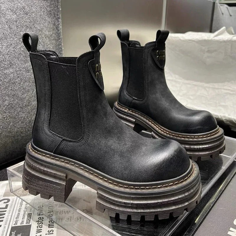 Krohn-e | Chunky Platfürm Damen Lederstiefel