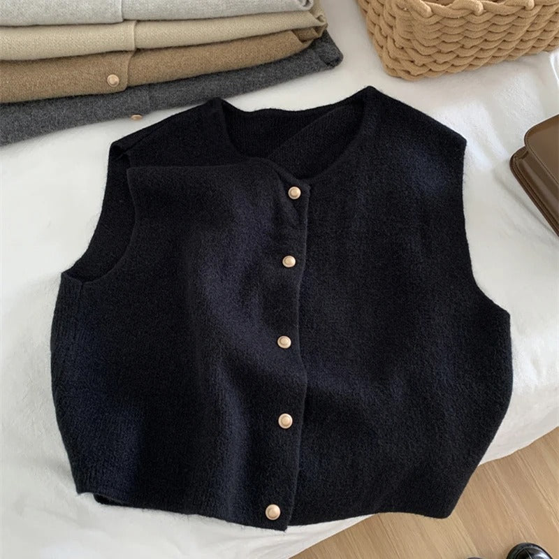 Krohn-e | Eleganter Ärmelloser Strickcardigan