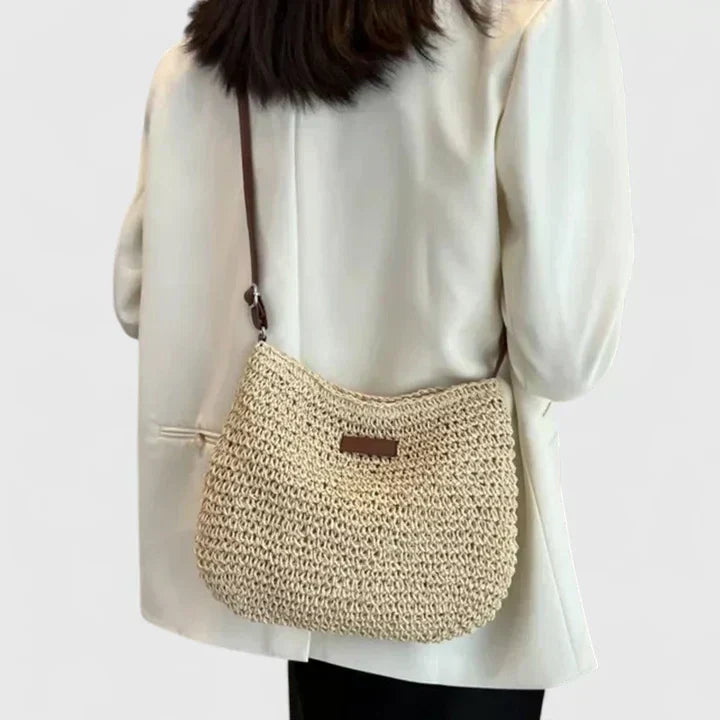 KROHN-E Damen Schultertasche Naturmaterial Vielseitiges Design