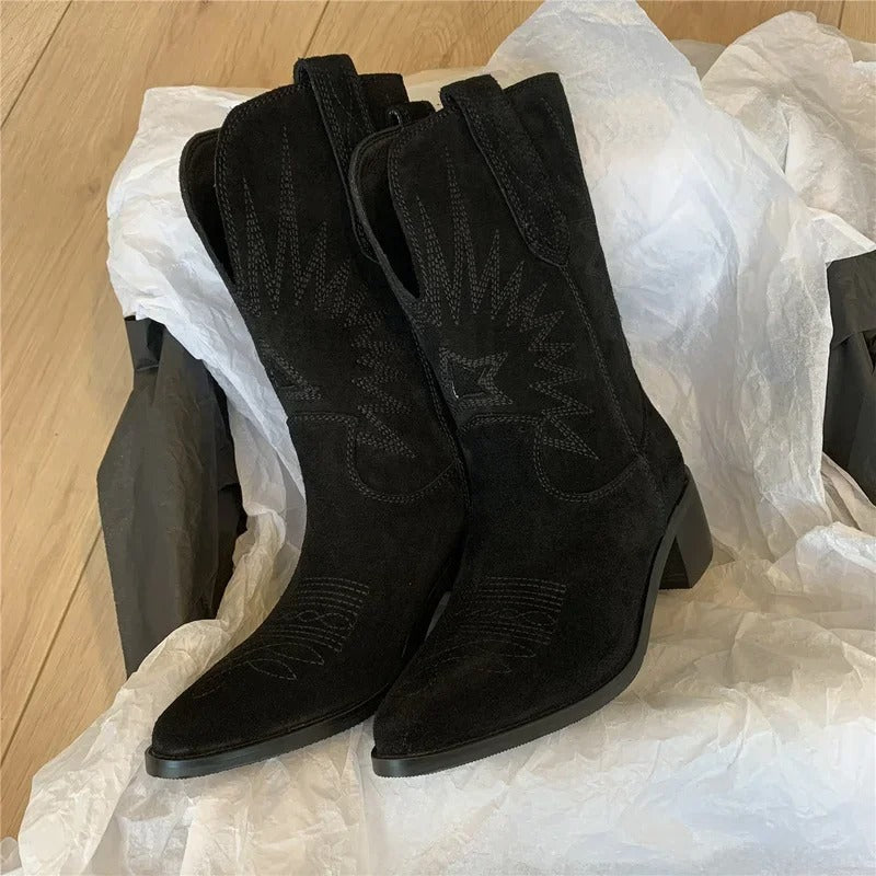 Krohn-e | Bestickte Leder Westernstiefel