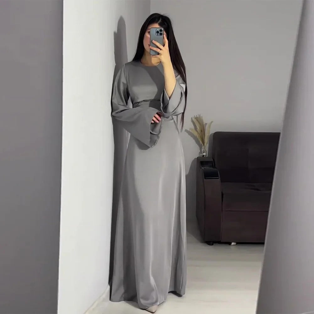 Krohn-e | Schickes Damen Maxikleid mit Langen Ärmeln und Tailliertem Schnitt
