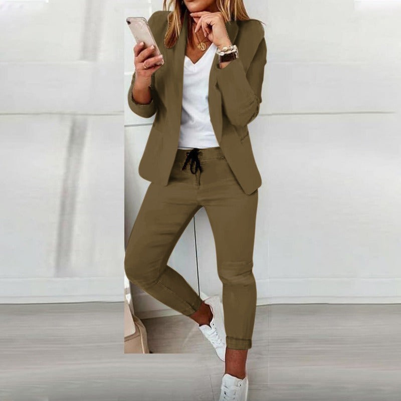 Krohn-e | Anzug - Eleganter Blazer mit Ein-Knopf - Jogginghose mit Elastischem Bund