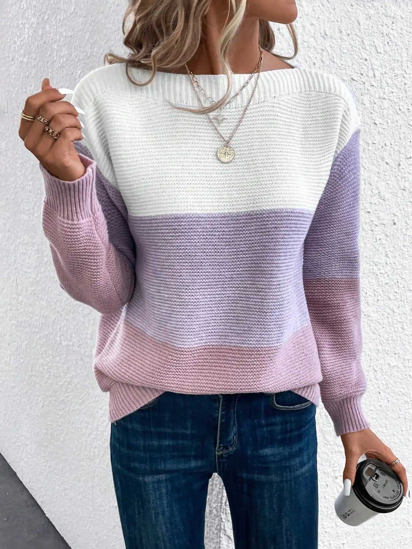 Krohn-e | Eleganter Dreifarbiger Patchwork Pullover