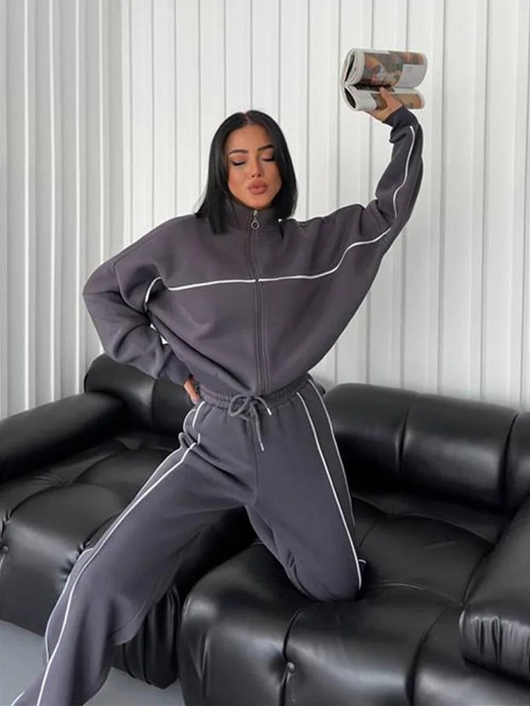 Krohn-e | Damen Strickpullover und Hose Zweiteiliges Satz